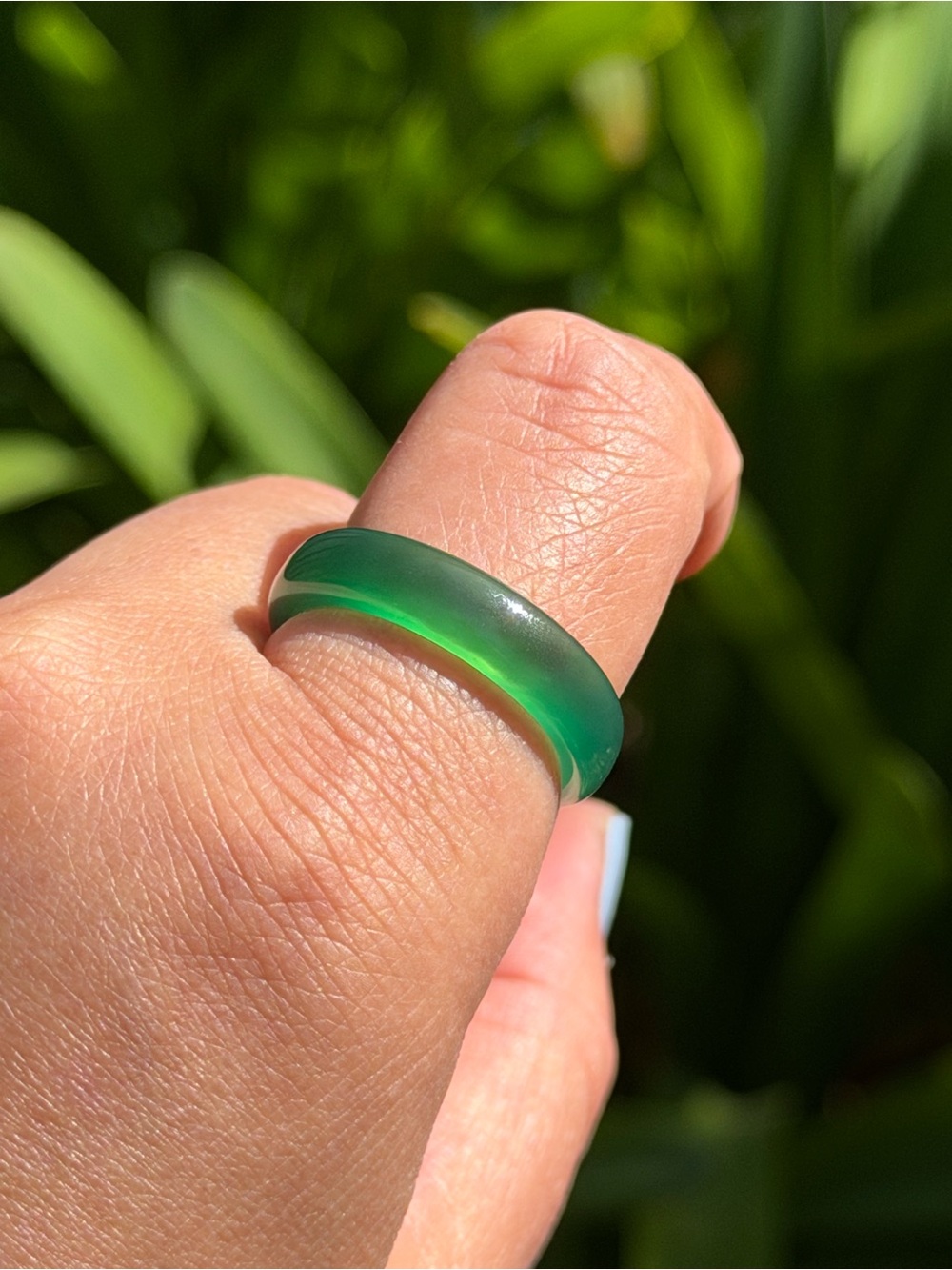 SIZE 9 Translucent Green Agate Ring 2597 - Picture 5 of 7
